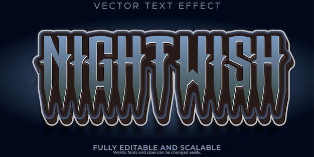 Бесплатное векторное изображение nightwish ужас текстовый эффект редактируемый страшный и проклятый стиль текста
