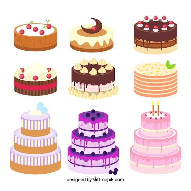 Nine birthday cakes