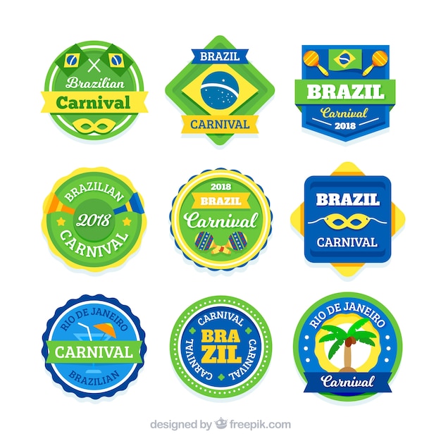 Free vector nine brazilian carnival labels