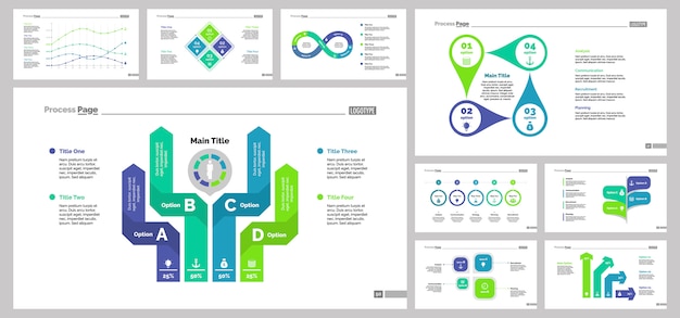 Nine business slide templates set