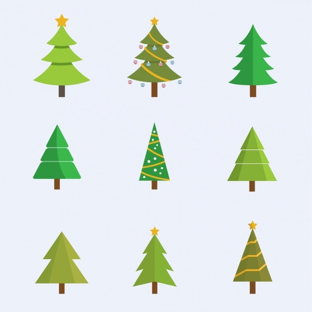 Free vector nine christmas trees