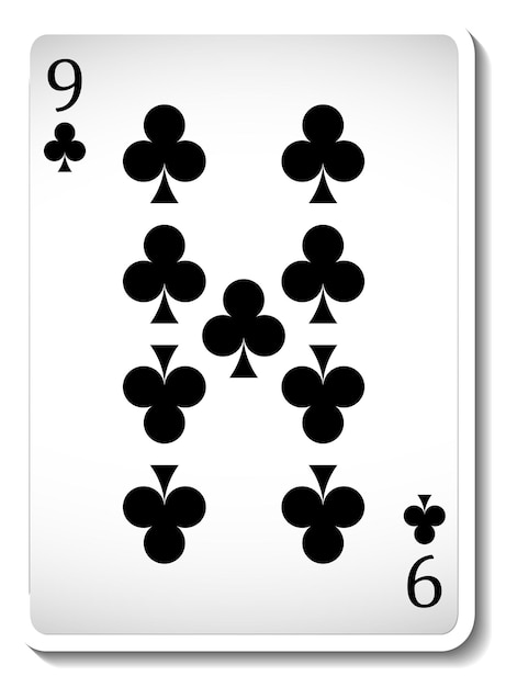 Free vector nine of clubs playing card isolated