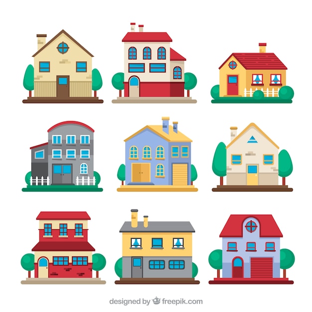 Free vector nine different houses