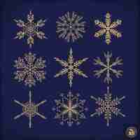 Free vector nine different snowflakes