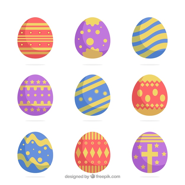 Nove disegni di uova di pasqua