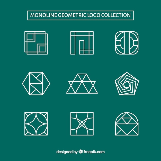 Vettore gratuito nove loghi geometrici monoline