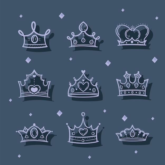 Nine grey crowns