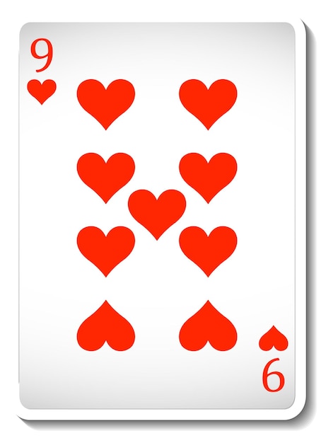 Free vector nine of hearts playing card isolated