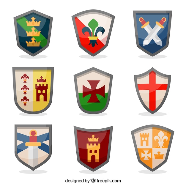 Free vector nine knight emblems