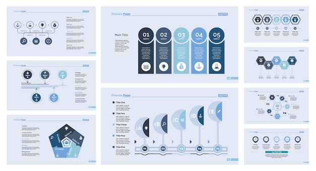 Free vector nine management slide templates set