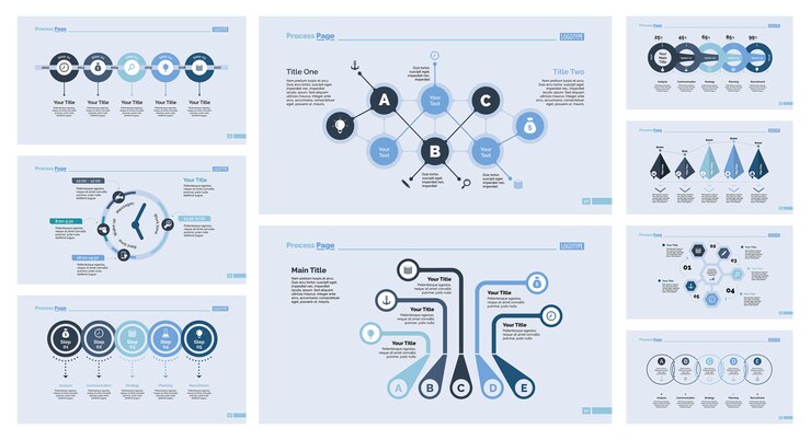 Free Vector nine management slide templates set