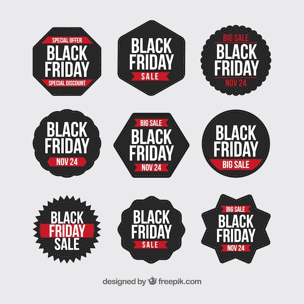 Free vector nine modern black friday labels