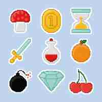 Free vector nine pixelated items