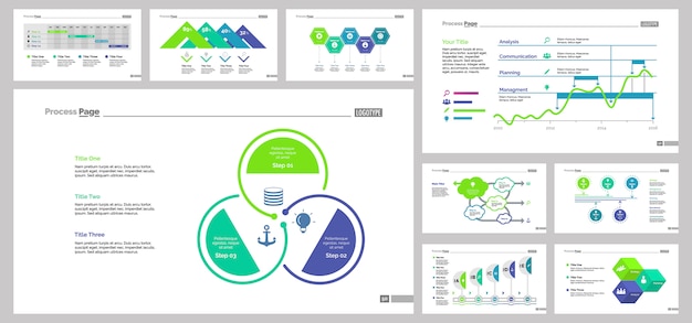 Free vector nine planning slide templates set