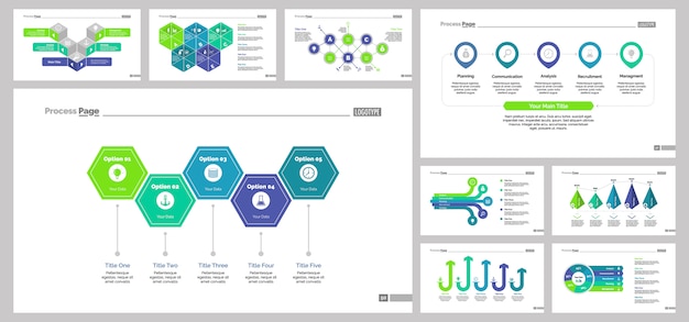 Free vector nine production slide templates set