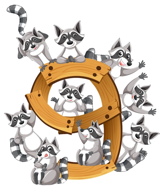 Free vector nine raccoons attached to number nine