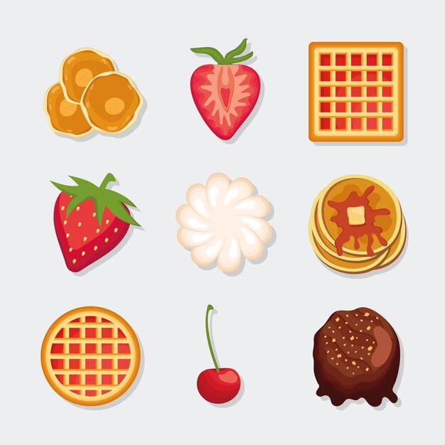 nine waffles and pancakes icons