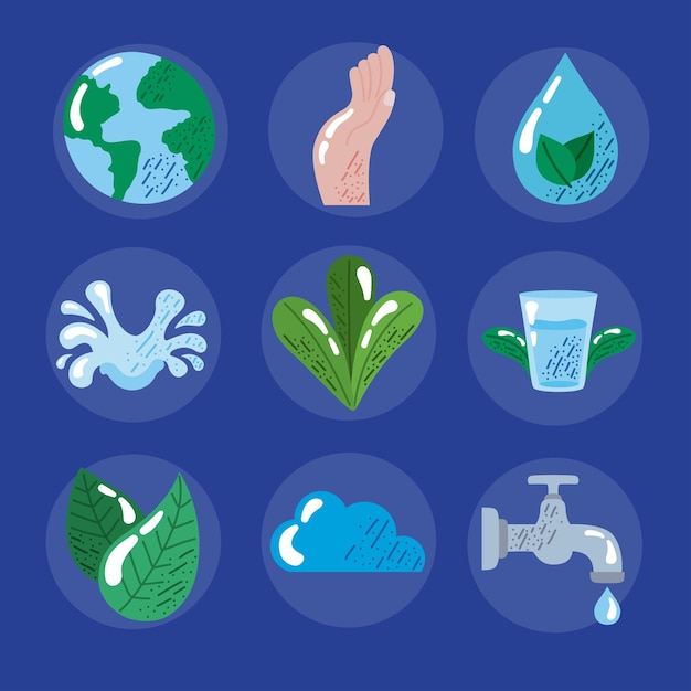 Free vector nine water day icons