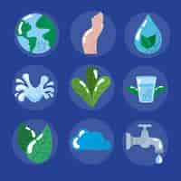 Free vector nine water day icons