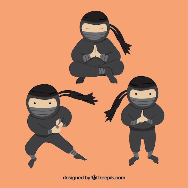 Vettore gratuito collezione di personaggi ninja