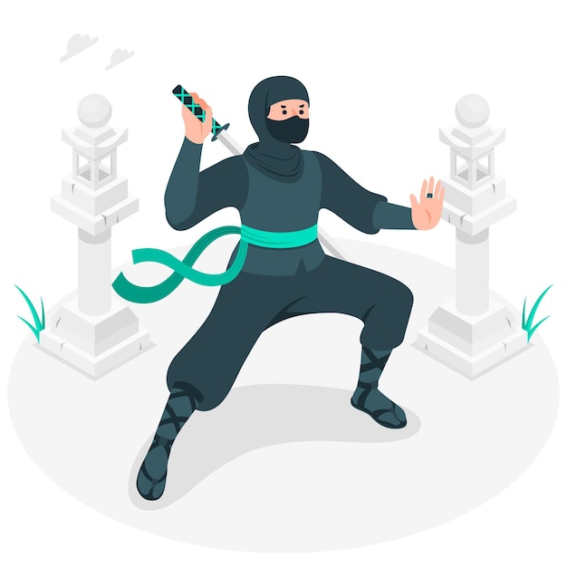 Vettore gratuito illustrazione del concetto di ninja