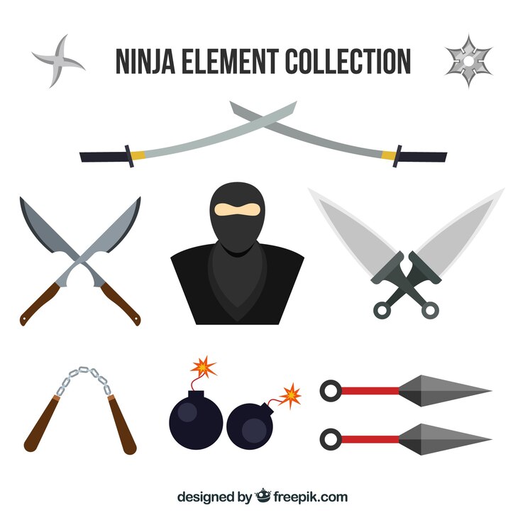 Free Vector ninja element collection with flat design