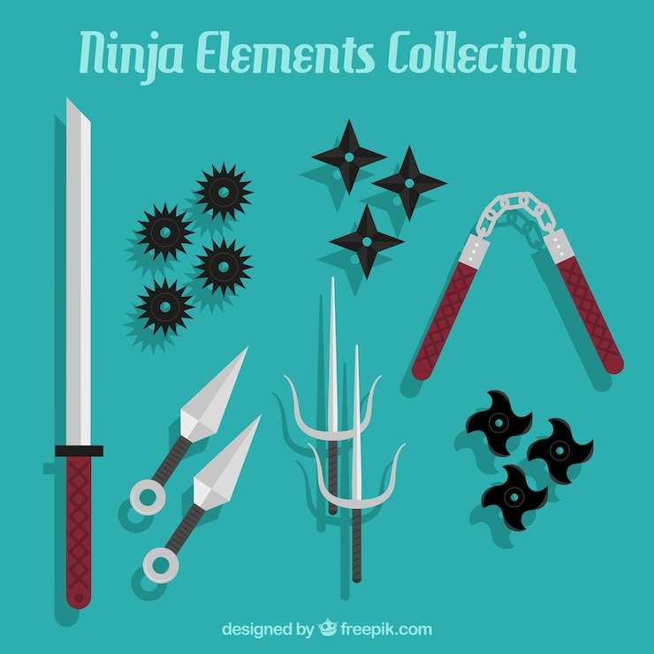 Free Vector ninja element collection with flat design