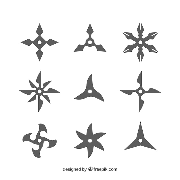 Free Vector  Ninja star collection with flat design