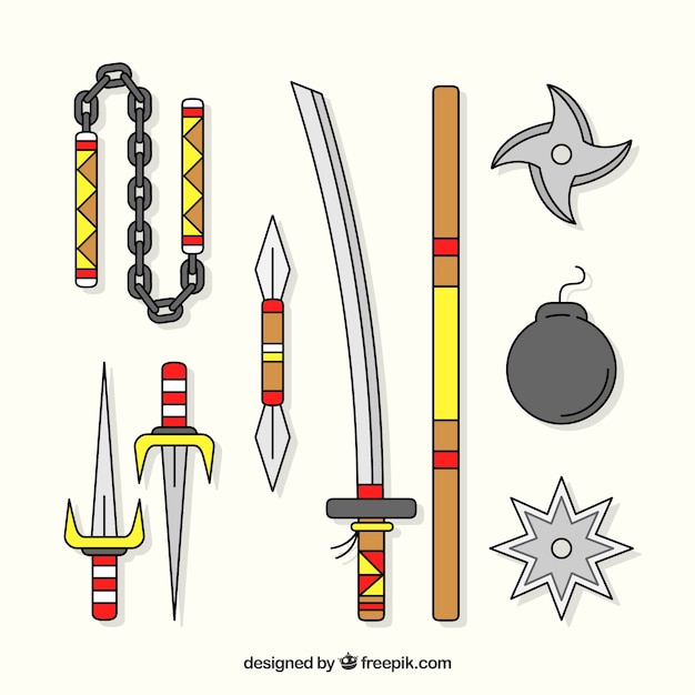 Free vector ninja element collection