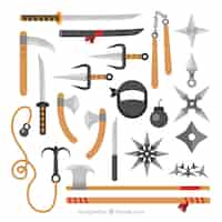 Free vector ninja elements collection in flat style