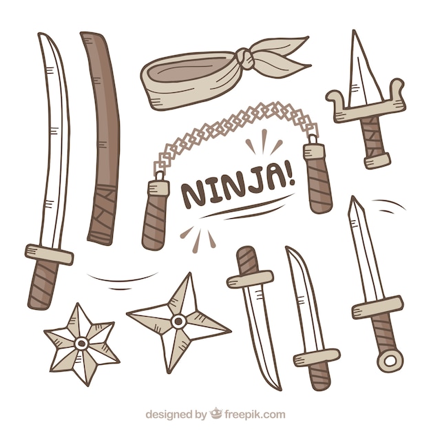 Free vector ninja elements collection