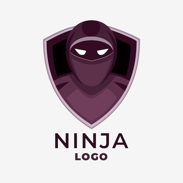 Modello di logo ninja in design piatto