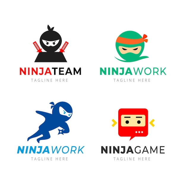 Modello di logo ninja in design piatto