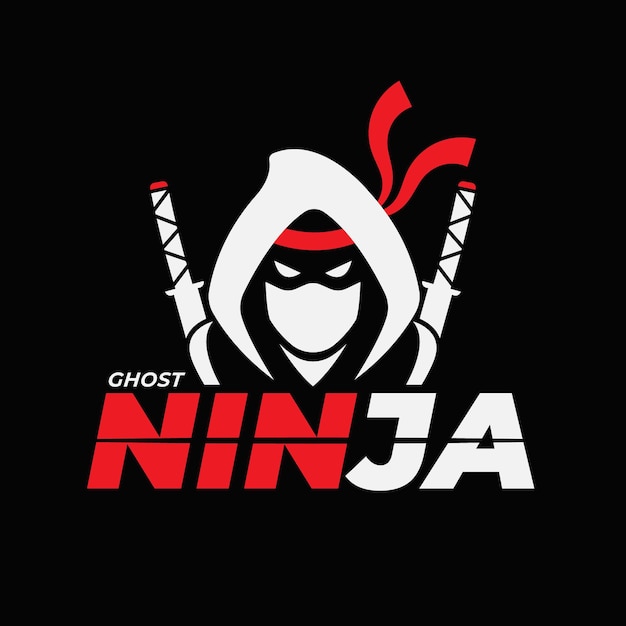 Шаблон логотипа ниндзя в плоском дизайне