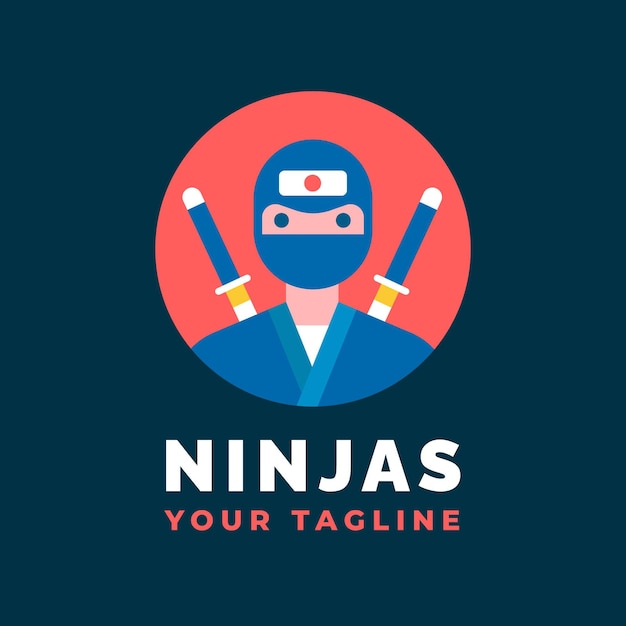 Ninja logo template in flat design