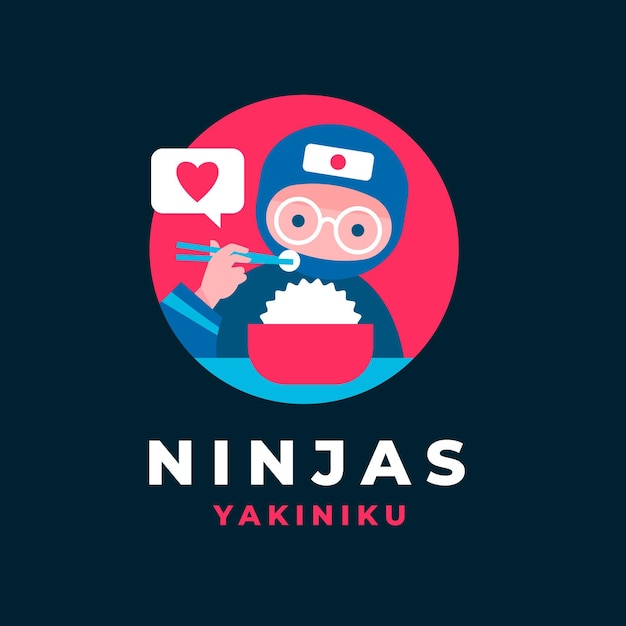 Ninja logo template in flat design
