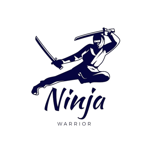 Modello di logo ninja in design piatto