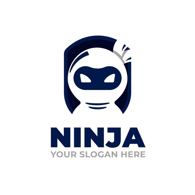 Шаблон логотипа ниндзя в плоском стиле