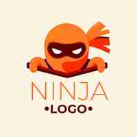 Vettore gratuito modello di logo ninja in stile piatto