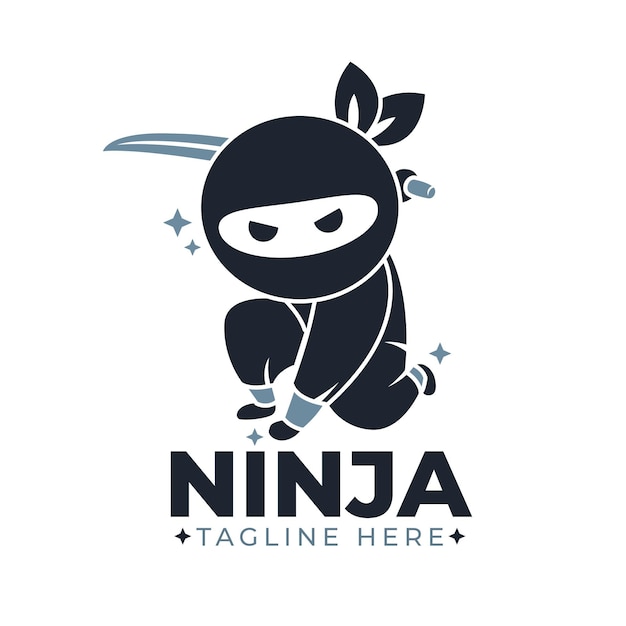 Vettore gratuito modello di logo ninja in stile piatto