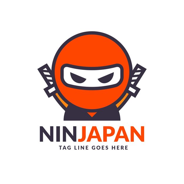 Ninja logo template in flat style