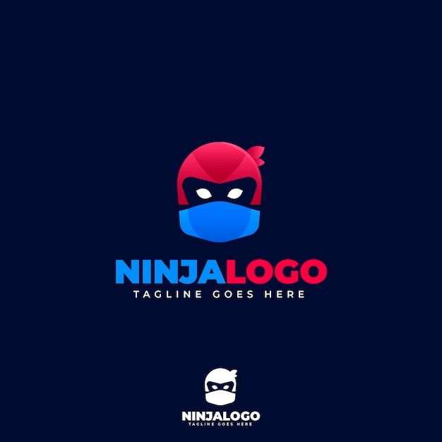 Vettore gratuito modello di logo ninja in sfumatura