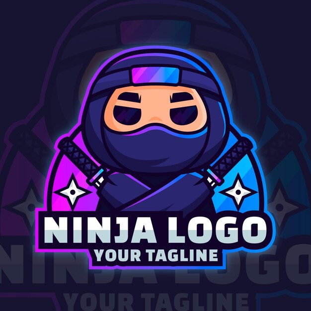 Ninja logo template in gradient