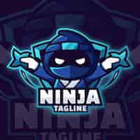 Vettore gratuito modello di logo ninja in sfumatura