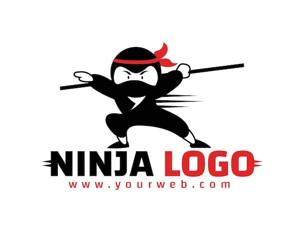 Шаблон логотипа ниндзя в плоском стиле