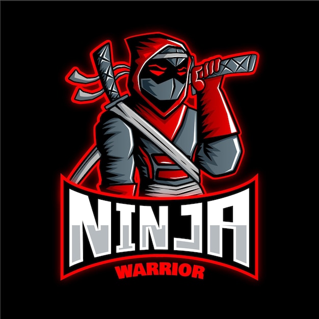 Vettore gratuito modello di logo ninja con dettagli