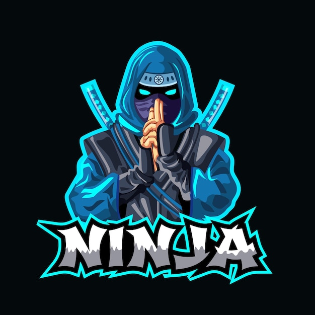 Vettore gratuito modello di logo ninja con dettagli