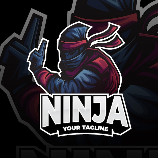 Vettore gratuito modello di logo ninja con dettagli