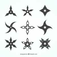 Бесплатное векторное изображение Коллекция звезд ниндзя с плоским дизайном