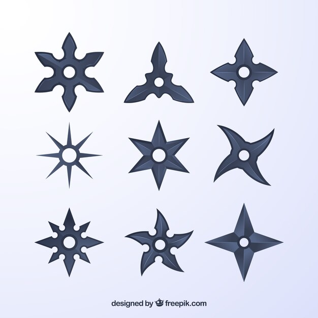 Ninja stars collection in grey color